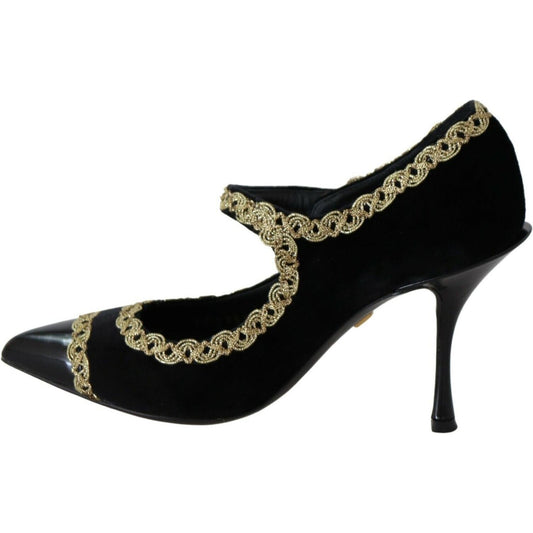 Dolce & GabbanaElegant Gold-Embroidered Black Velvet PumpsMcRichard Designer Brands£449.00