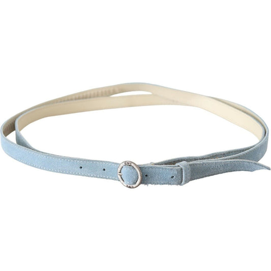 Costume National Chic Sky Blue Leather Belt - Buckle Up in Style WOMAN BELTS blue-skinny-leather-fashion-waist-belt