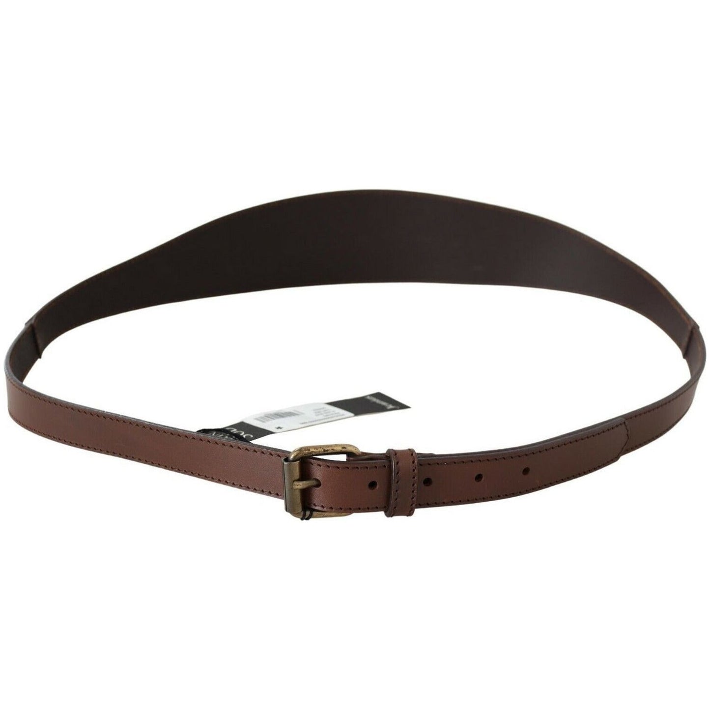PLEIN SUD Chic Brown Leather Fashion Belt with Bronze-Tone Hardware WOMAN BELTS brown-genuine-leather-rustic-metal-buckle-belt