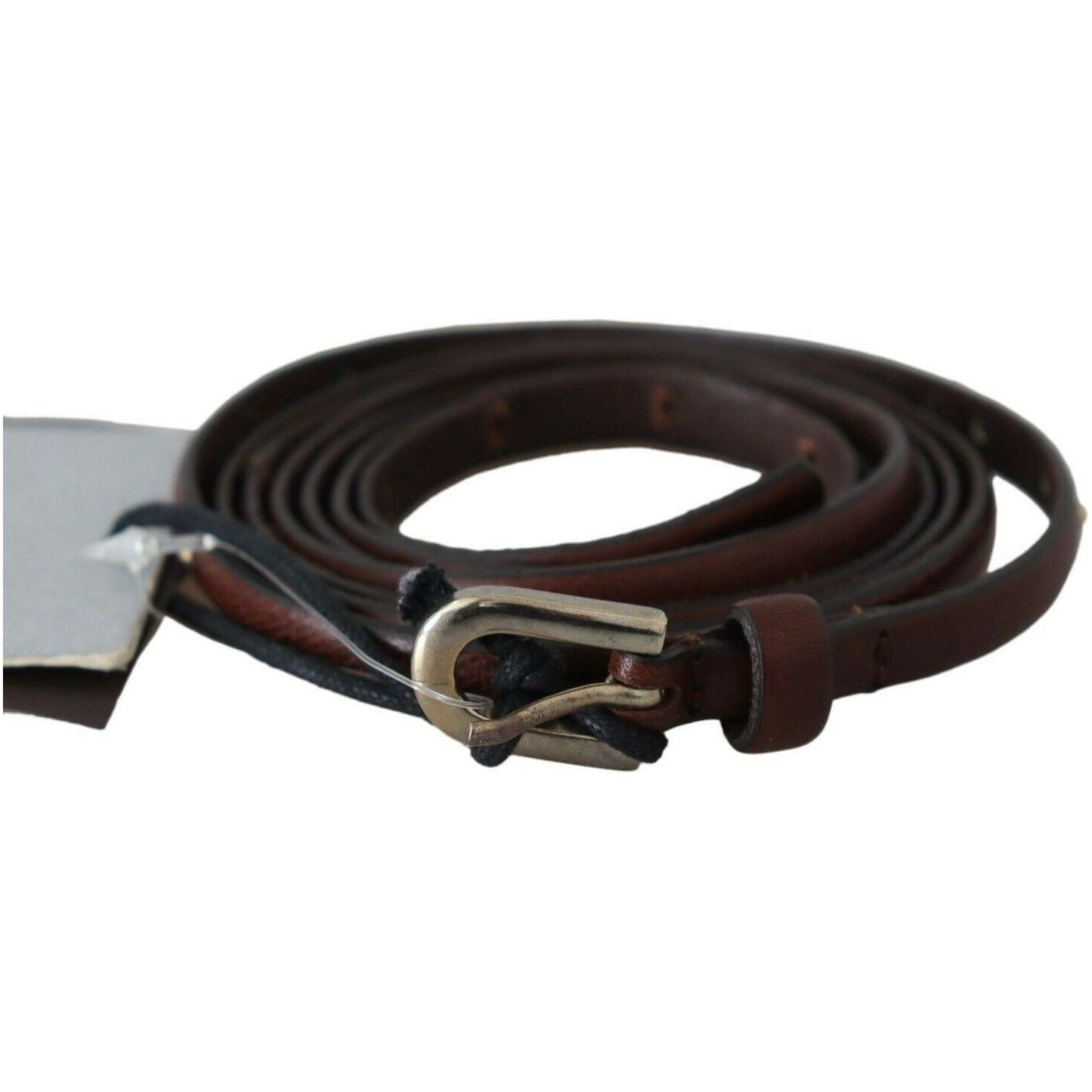 Ermanno Scervino Chic Dark Brown Leather Waist Belt brown-leather-studded-slim-buckle-waist-belt