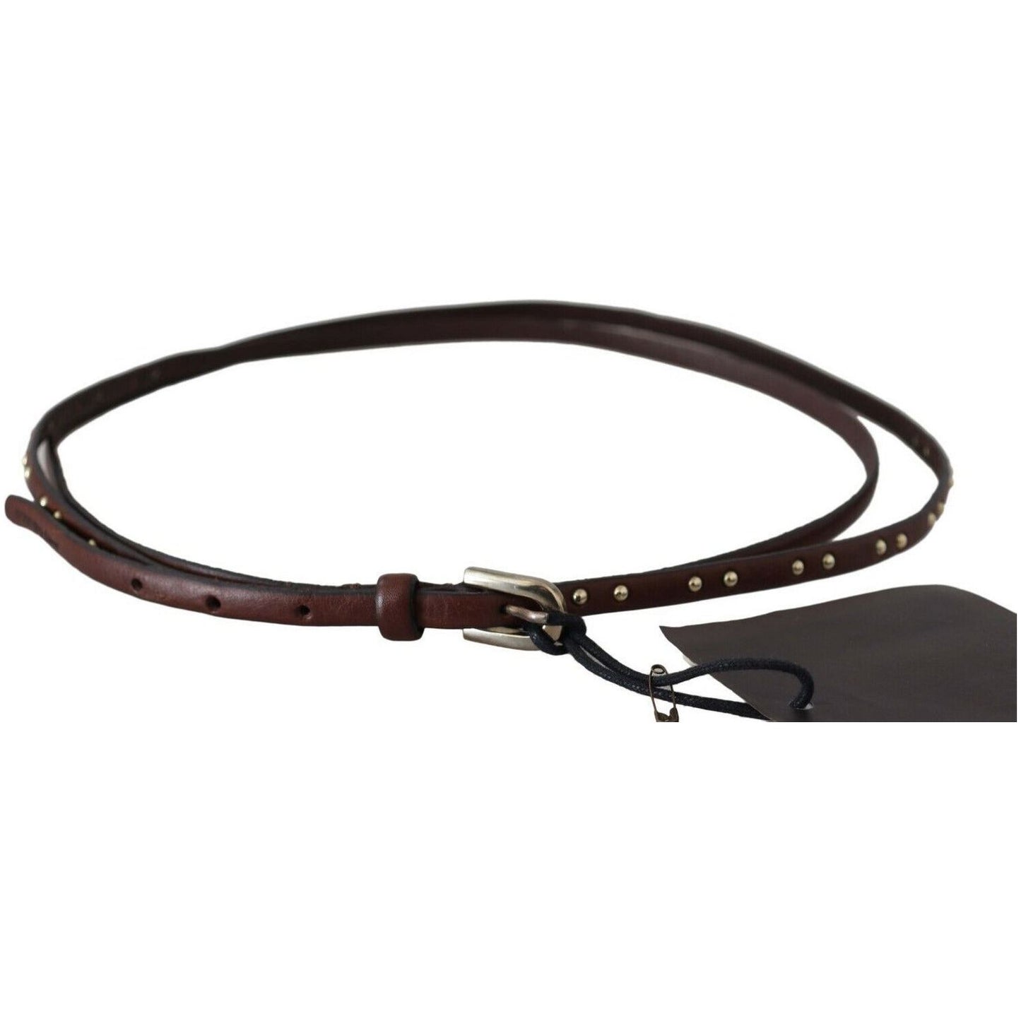 Ermanno Scervino Chic Dark Brown Leather Waist Belt brown-leather-studded-slim-buckle-waist-belt
