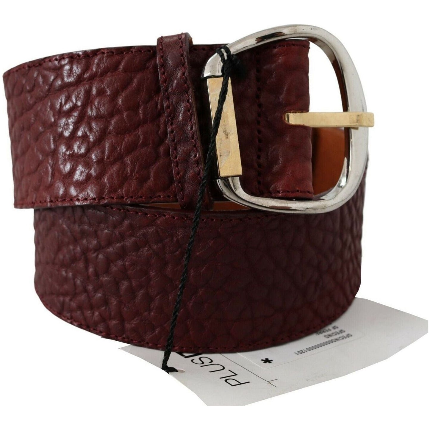 GF Ferre Elegant Brown Leather Fashion Belt bordeaux-wide-leather-waist-gold-silver-belt