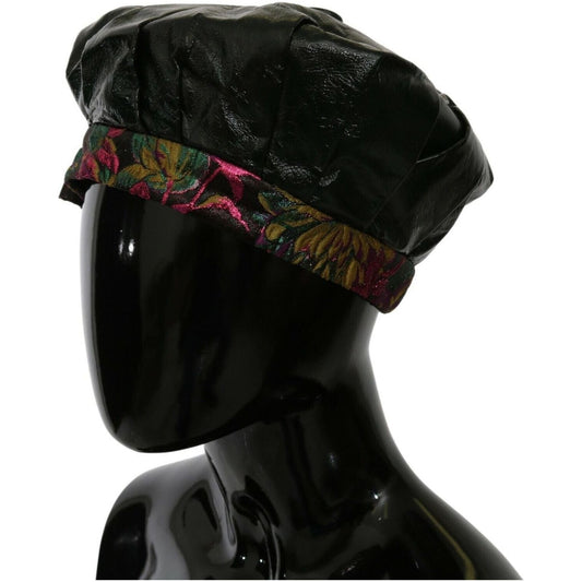 Dolce & GabbanaElegant Black Beret Cap with Floral LiningMcRichard Designer Brands£739.00