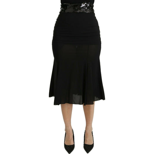 Dolce & GabbanaChic High Waist Black Silk Blend SkirtMcRichard Designer Brands£359.00