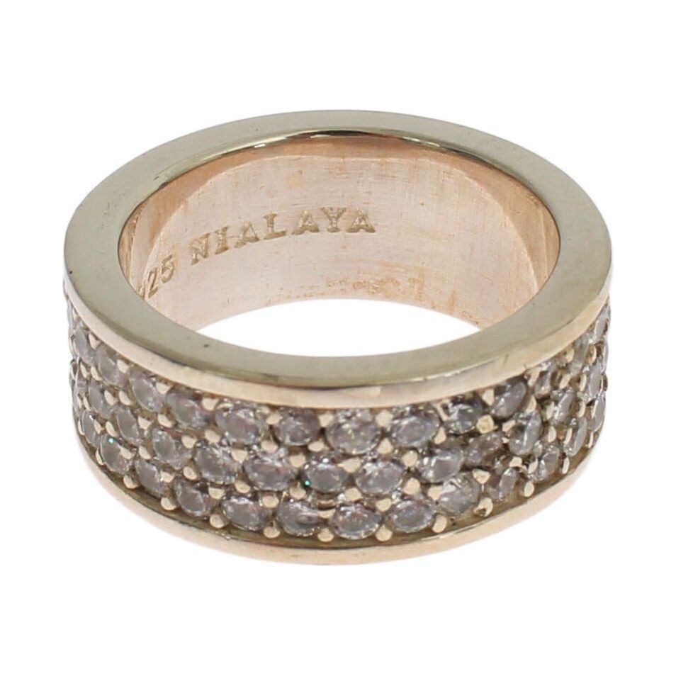 Nialaya Glamorous Silver CZ Crystal Embellished Ring Ring silver-womens-cz-925-sterling-ring