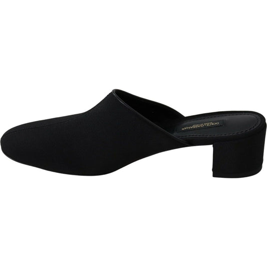 Dolce & Gabbana Chic Black Grosgrain Slide Sandals WOMAN SANDALS black-grosgrain-slides-sandals-women-shoes