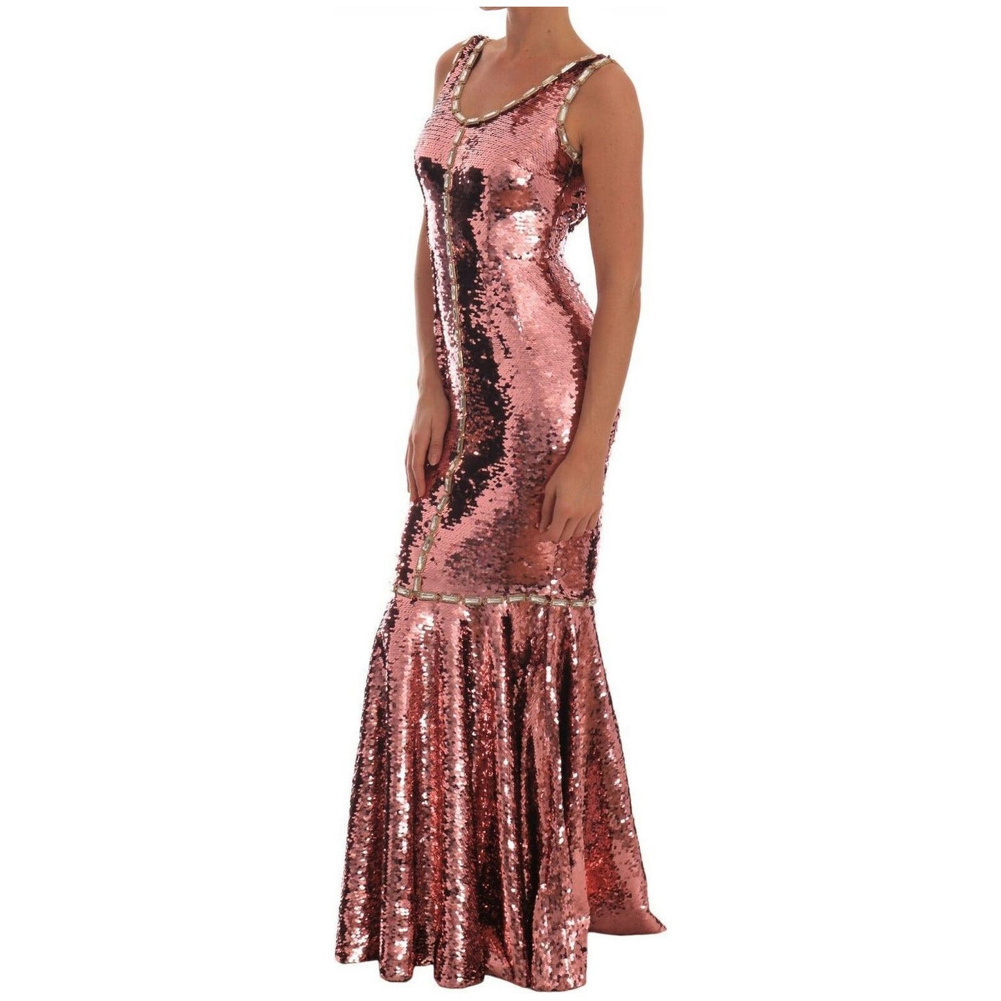 Dolce & Gabbana Enchanted Sicily Fairy Tale Sequined Gown WOMAN DRESSES pink-sequined-sheath-crystal-dress-gown