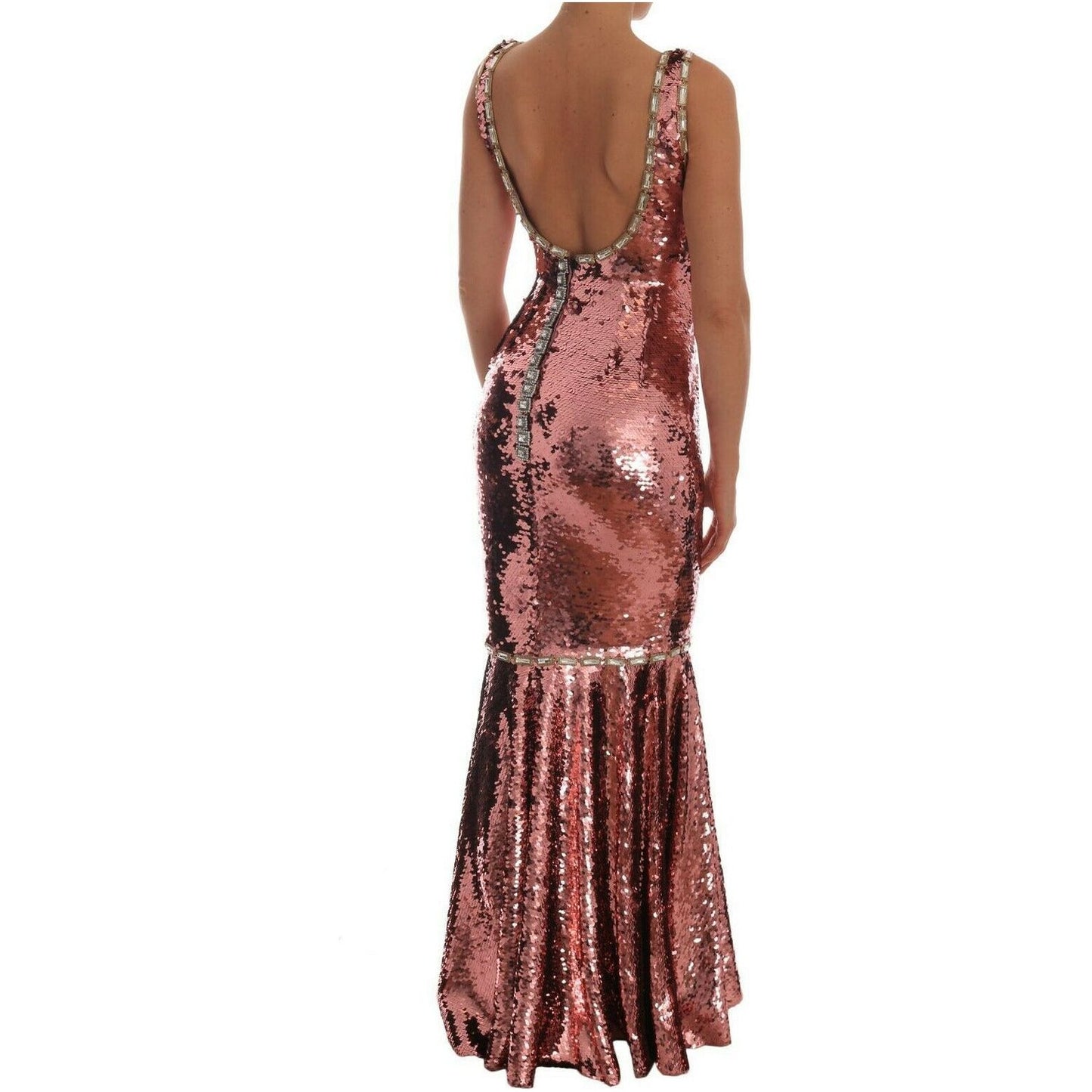 Dolce & Gabbana Enchanted Sicily Fairy Tale Sequined Gown WOMAN DRESSES pink-sequined-sheath-crystal-dress-gown