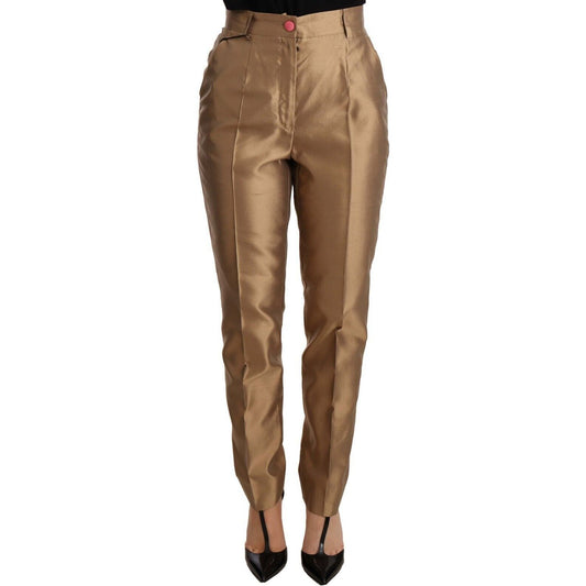 Dolce & GabbanaElegant Tapered Silk Trousers in GoldMcRichard Designer Brands£469.00