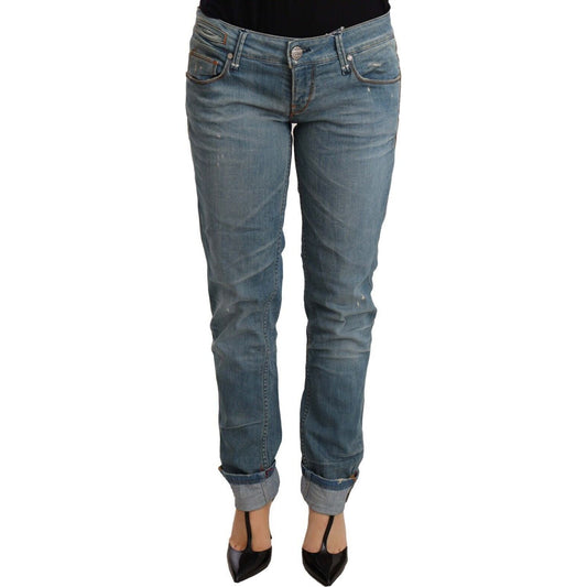 Acht Chic Washed Cotton Denim with Folded Hem Jeans & Pants blue-washed-cotton-folded-hem-women-trouser