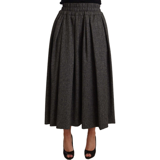 Dolce & GabbanaElegant A-Line Midi Wool Skirt in Gray ZigzagMcRichard Designer Brands£889.00