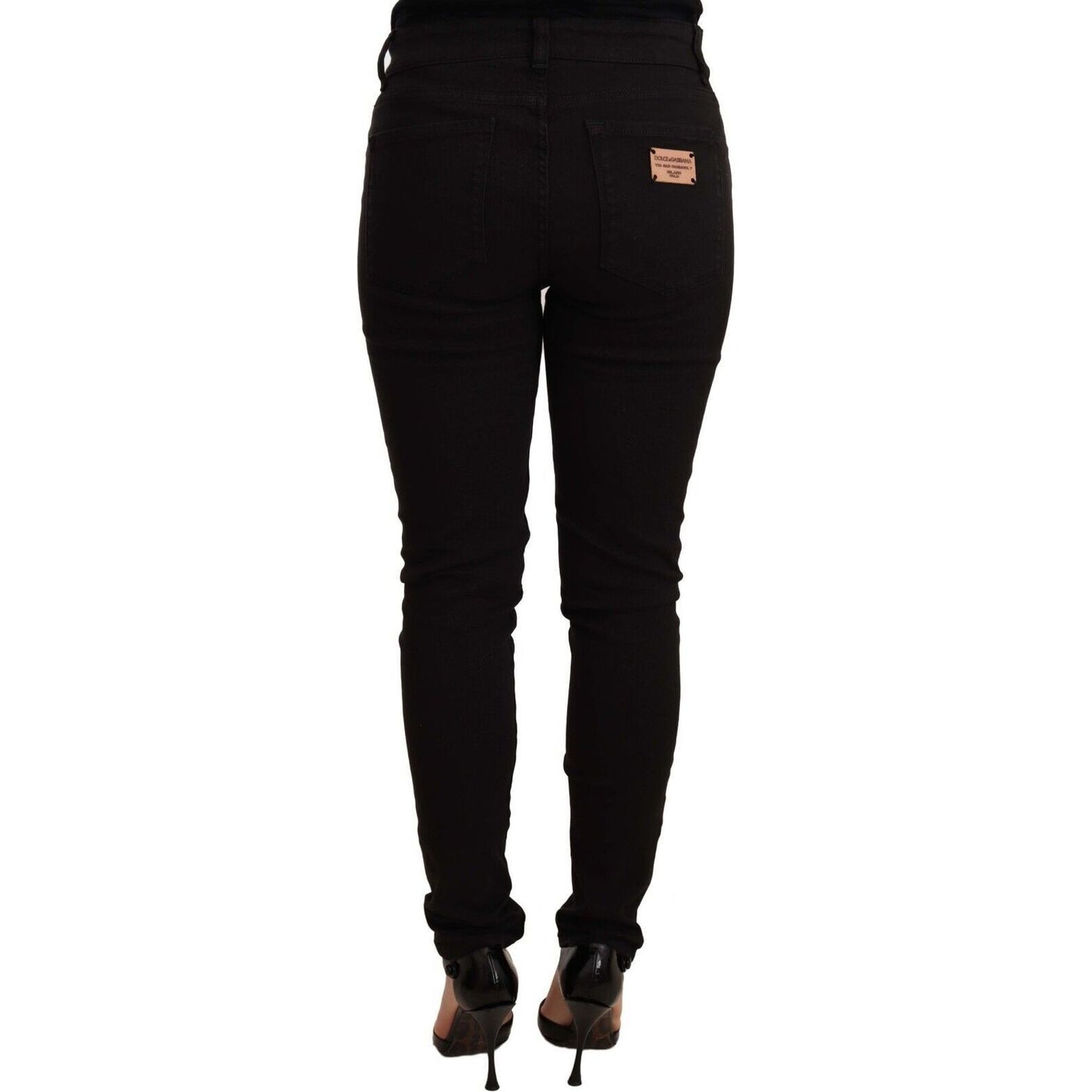 Dolce & Gabbana Chic Black Mid-Waist Skinny Denim Jeans black-slim-fit-denim-cotton-stretch-jeans-3