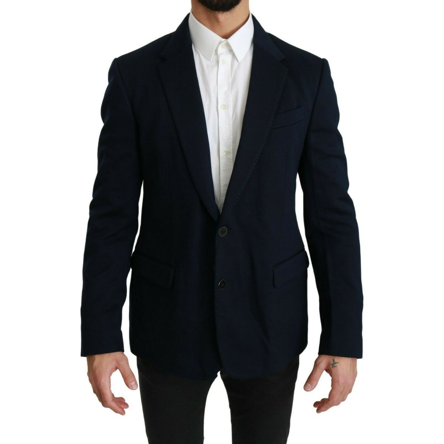 Dolce & Gabbana Elegant Slim Fit Dark Blue Men's Blazer Blazer Jacket blue-solid-cotton-silk-stretch-jacket-blazer s-l1600-2022-09-19T155711.751-42aee98d-2a6.jpg