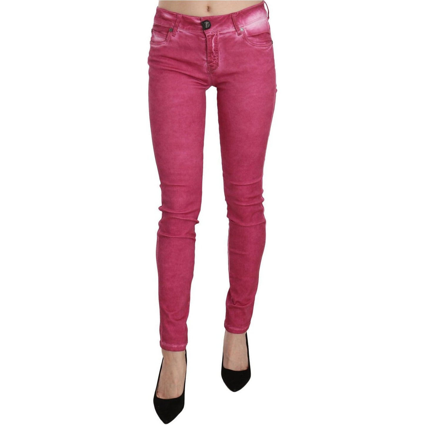 Dolce & Gabbana Chic Pink Mid Waist Skinny Pants Jeans & Pants pink-velvet-mid-waist-skinny-trouser-pants