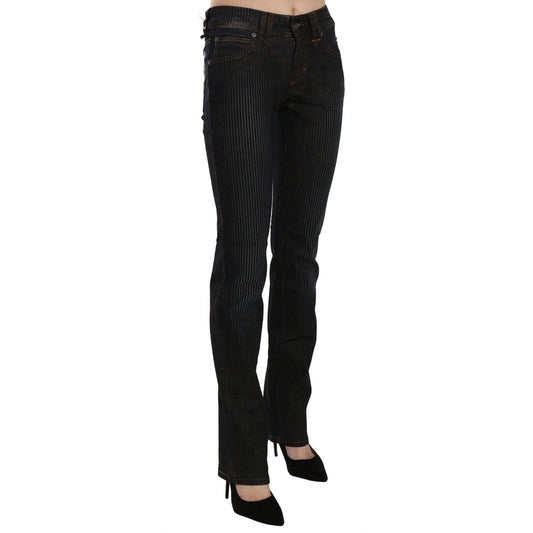 John Galliano Elegant Black Slim Fit Corduroy Jeans Jeans & Pants black-mid-waist-slim-fit-corduroy-denim-casual-pants