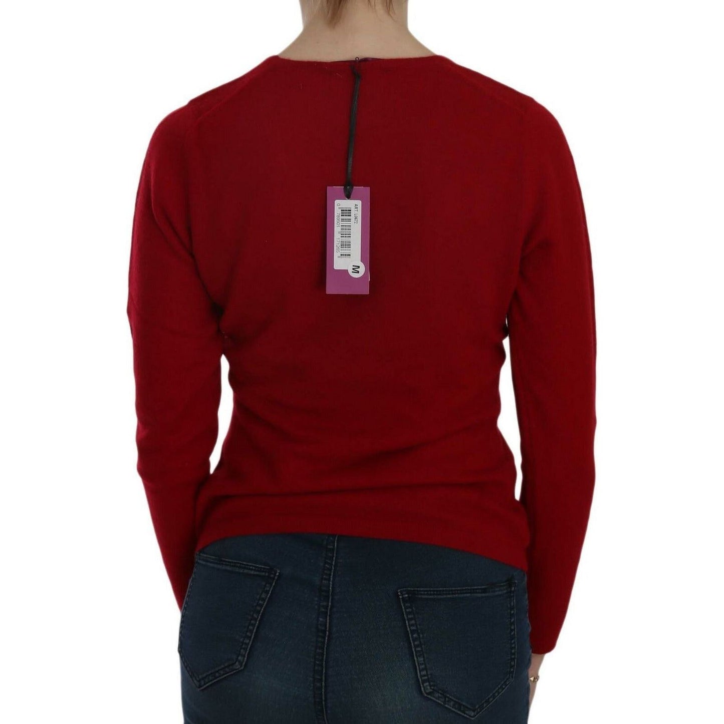 MILA SCHÖN Elegant Red Cashmere Pullover Blouse WOMAN SWEATERS red-round-neck-pullover-cashmere-sweater