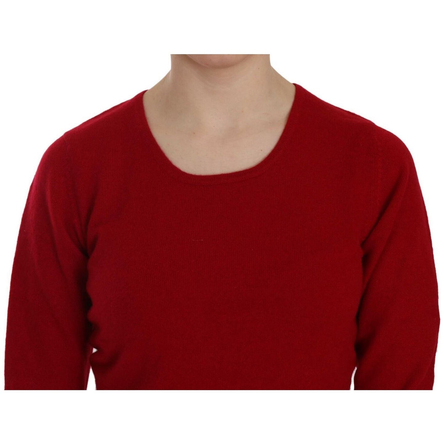 MILA SCHÖN Elegant Red Cashmere Pullover Blouse WOMAN SWEATERS red-round-neck-pullover-cashmere-sweater