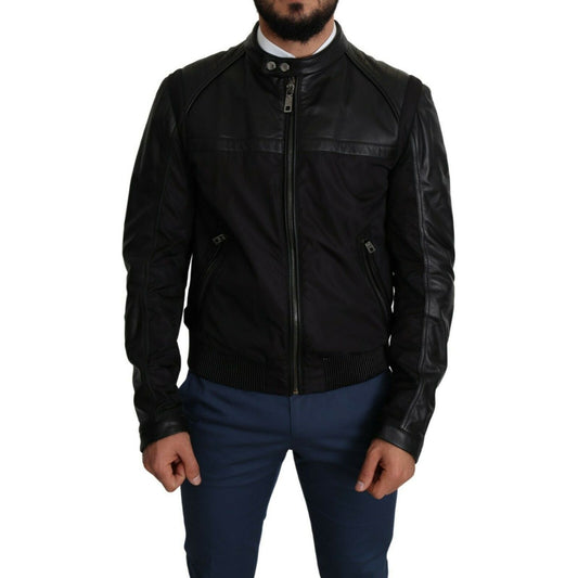 Dolce & GabbanaElegant Black Bomber with Leather AccentsMcRichard Designer Brands£1099.00