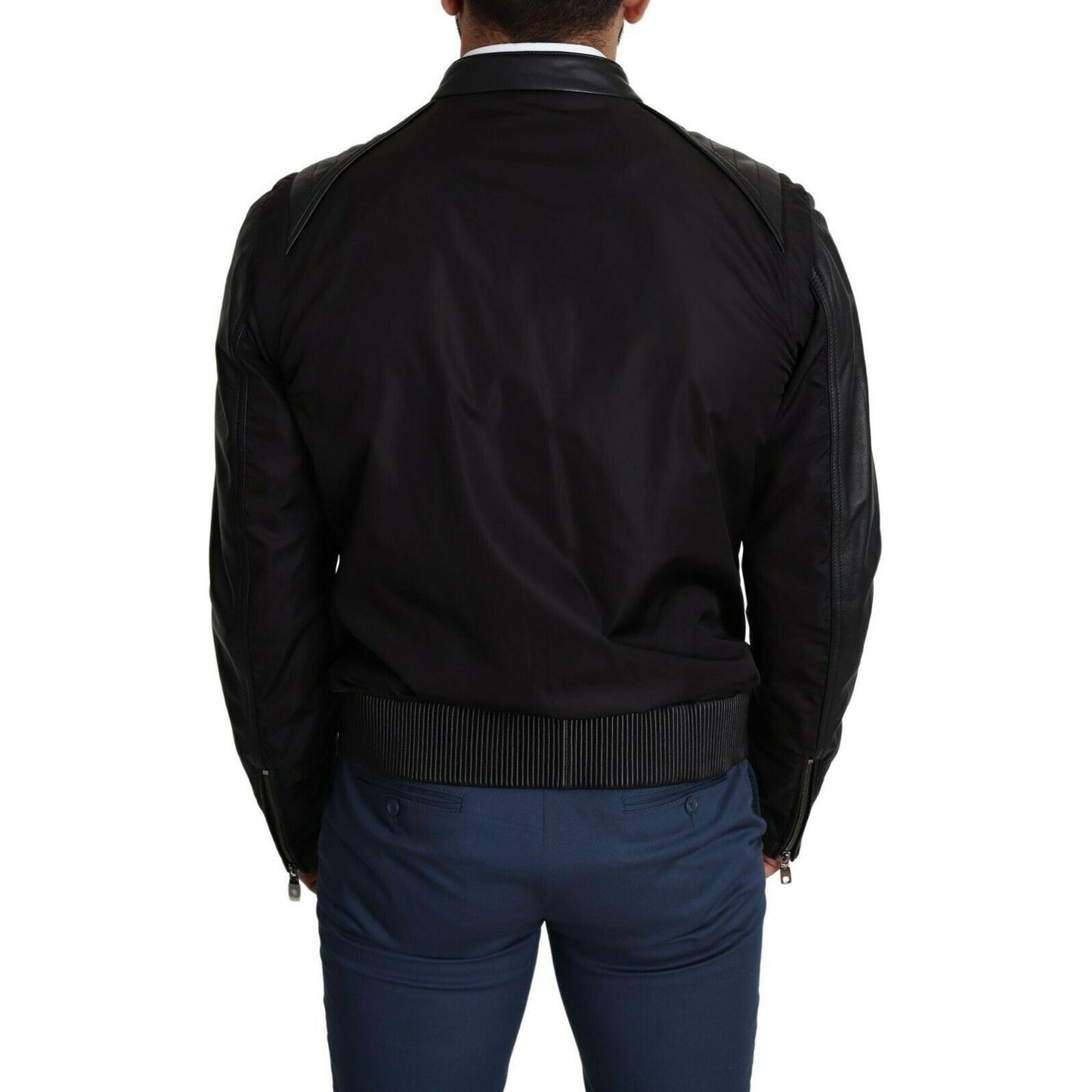 Dolce & Gabbana Elegant Black Bomber with Leather Accents MAN COATS & JACKETS black-nylon-full-zip-men-bomber-coat-jacket s-l1600-2022-09-20T145501.441-38684974-314.jpg