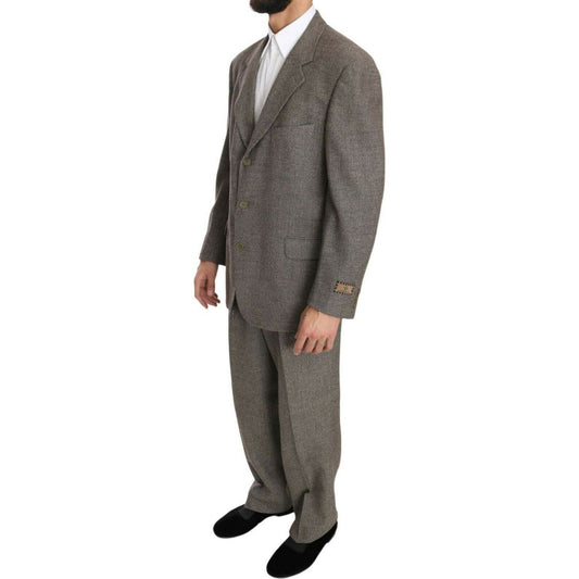 Fendi Elegant Light Brown Wool Men's Suit Suit brown-wool-regular-single-breasted-suit