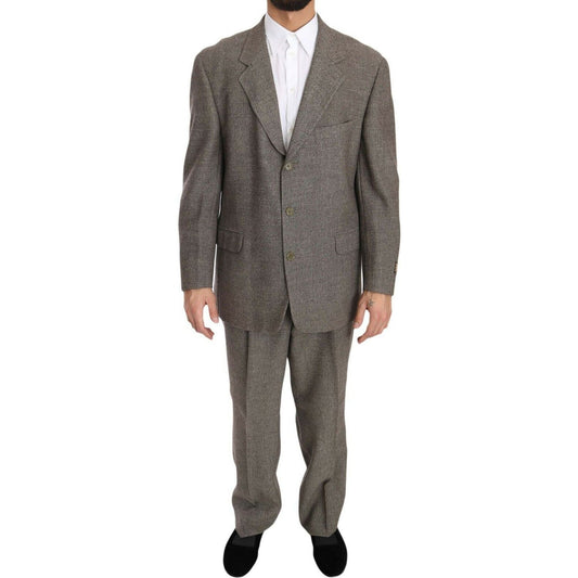 Fendi Elegant Light Brown Wool Men's Suit Suit brown-wool-regular-single-breasted-suit