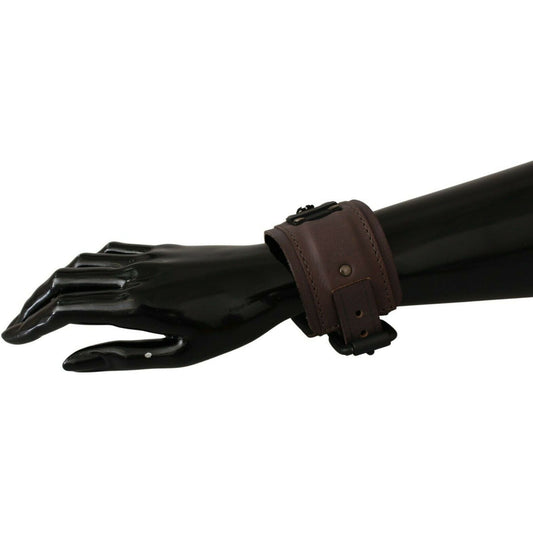 Scervino Street Elegant Unisex Leather Bracelet WOMAN BRACELET brown-leather-branded-wide-buckle-closure-bracelet