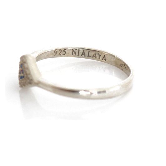Nialaya Elegant Silver CZ Crystal Encrusted Ring blue-red-cz-925-silver-womens-clear-ring Ring