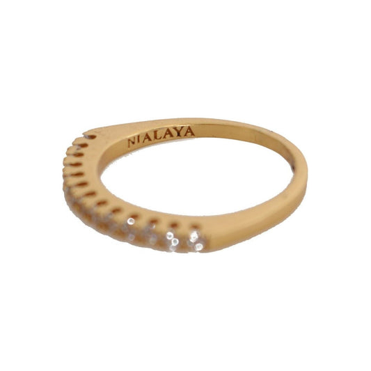 Nialaya Gleaming CZ Crystal Gold-Plated Ring Ring gold-authentic-womens-clear-cz-gold-925-silver-ring