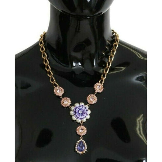 Dolce & Gabbana Elegant Gold Crystal Floral Charm Necklace WOMAN NECKLACE pink-gold-brass-crystal-purple-pearl-pendants s-l1600-2022-10-06T154023.853-c5d7cec4-f28.jpg
