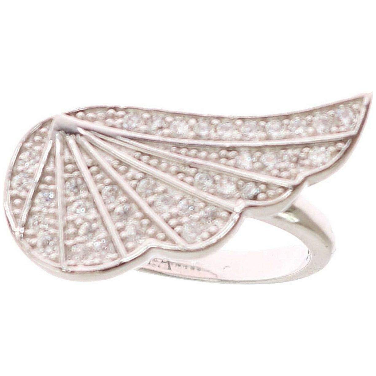 Nialaya Elegant Sterling Silver CZ Crystal Ring Ring silver-womens-wing-clear-cz-925-silver-ring