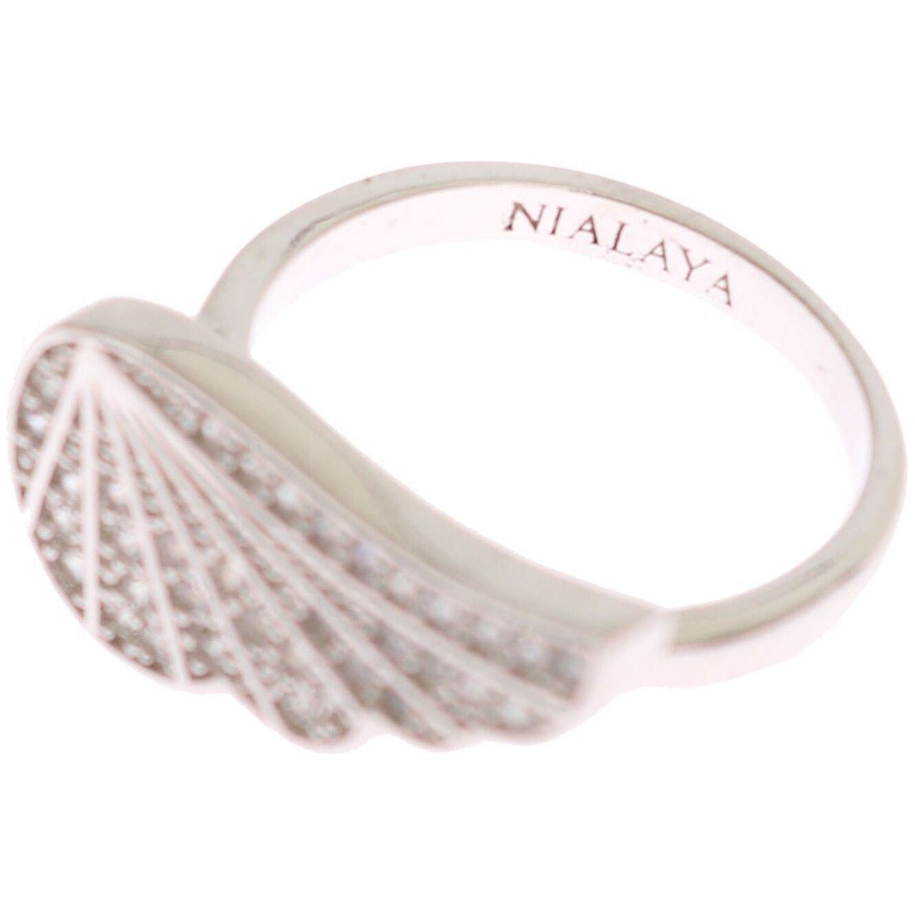 Nialaya Elegant Sterling Silver CZ Crystal Ring Ring silver-womens-wing-clear-cz-925-silver-ring