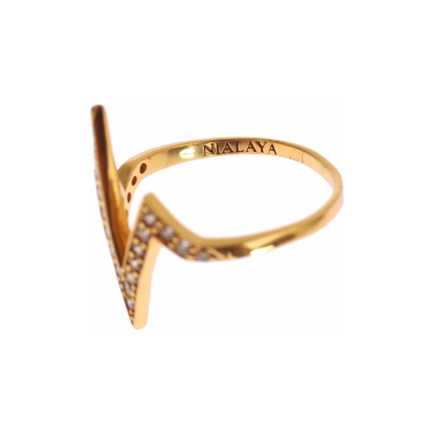 Nialaya Glamorous Gold Plated Sterling Silver Ring gold-925-silver-womens-clear-cz-18k-ring