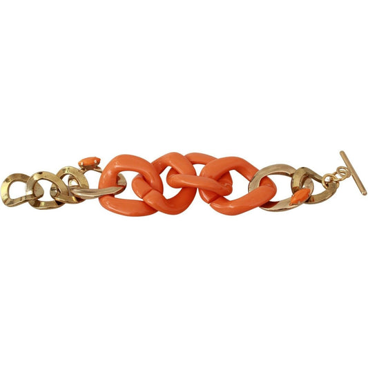Ermanno Scervino Ermanno Scervino Orange Statement Bracelet WOMAN BRACELET gold-orange-chain-wide-brass-plastic-bracelet