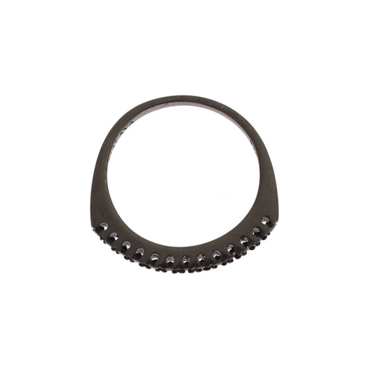 Nialaya Elegant Black Crystal Sterling Silver Ring Ring black-cz-rhodium-925-silver-womens-ring-1