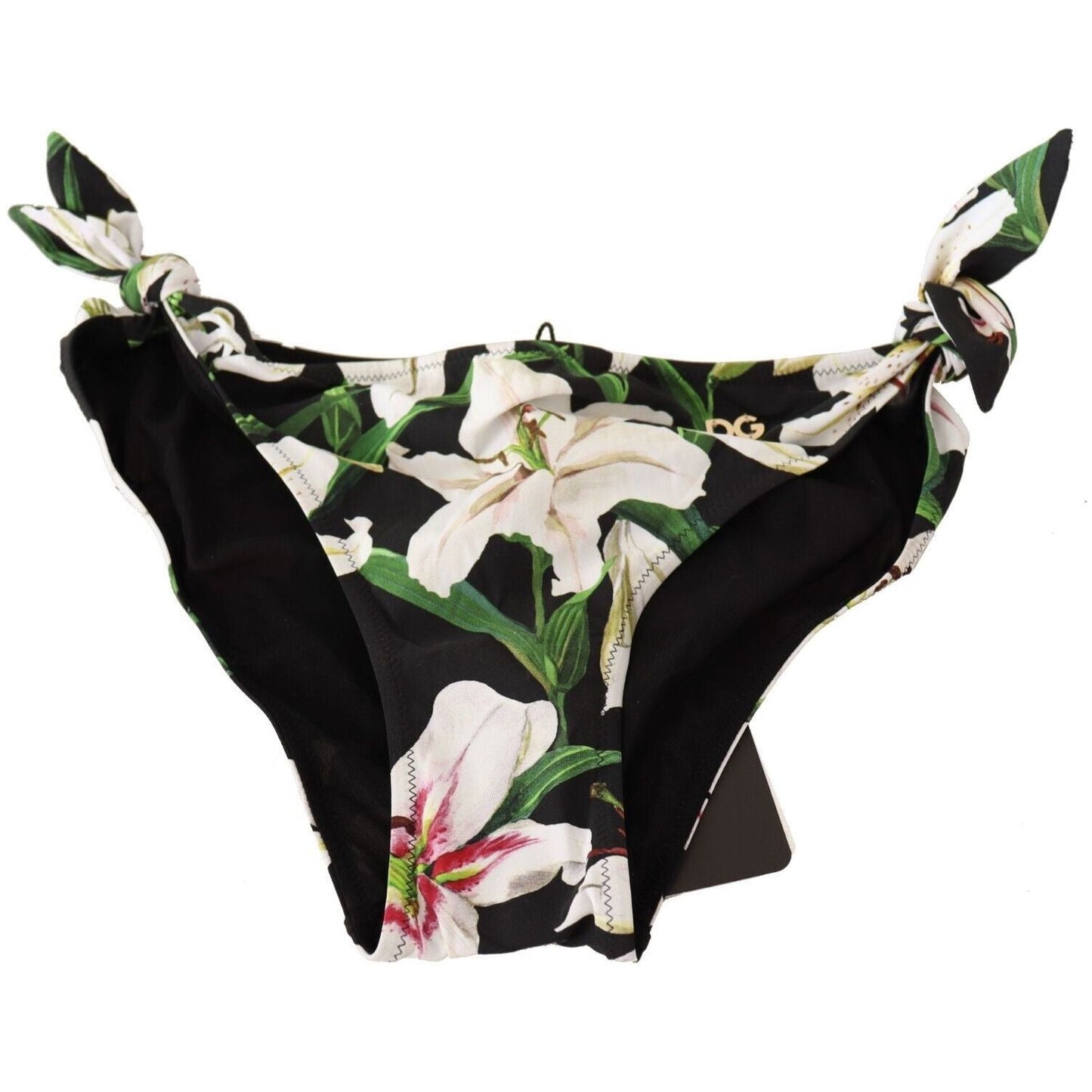 Dolce & Gabbana Elegant Lily-Print Bikini Bottom WOMAN SWIMWEAR bikini-bottom-black-lily-print-swimsuit-swimwear