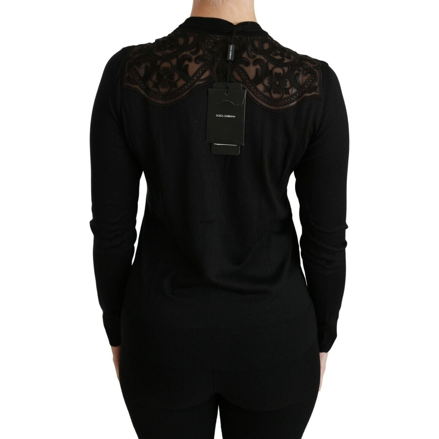 Dolce & Gabbana Alluring Silk Blend Lace Cardigan WOMAN SWEATERS black-lace-sweater-cardigan-sweater