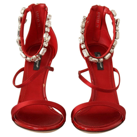 Dolce & Gabbana Red Crystal-Embellished Heel Sandals Heeled Sandals red-satin-crystals-sandals-keira-heels-shoes