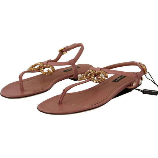 Dolce & GabbanaElegant Pink Leather Ankle Strap SandalsMcRichard Designer Brands£769.00