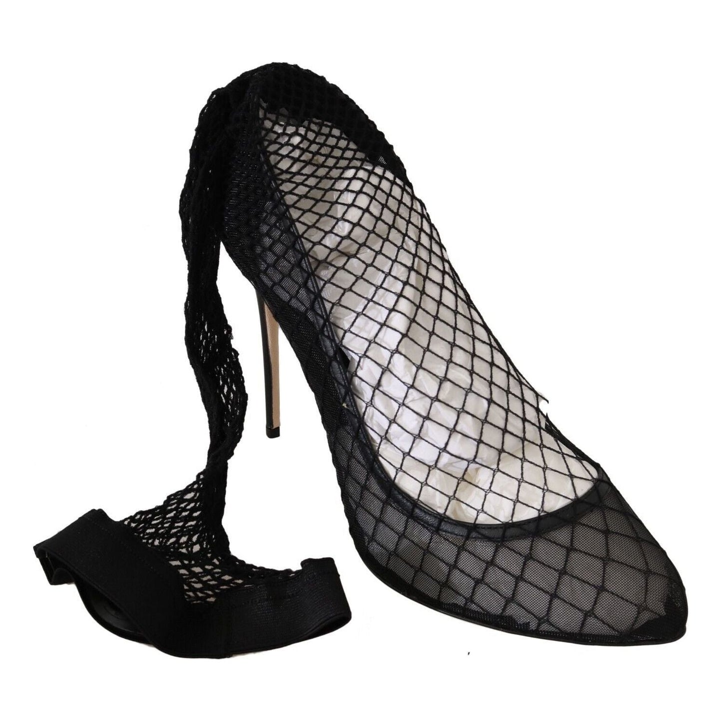 Dolce & Gabbana Elegant Netted Sock Pumps in Timeless Black WOMAN PUMPS dolce-gabbana-black-netted-sock-heels-pumps-shoes