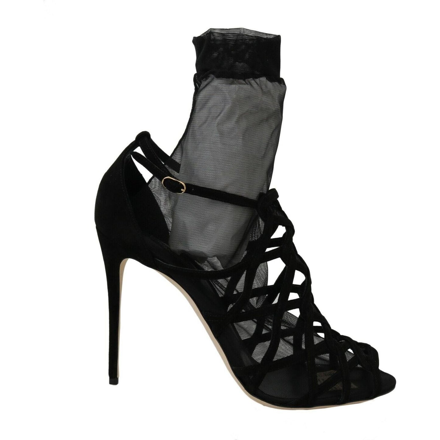 Dolce & Gabbana Black Suede Tulle Ankle Boot Sandals Heeled Sandals black-suede-tulle-ankle-boots-sandal-shoes s-l1600-2022-11-17T105944.448-e3ef3b0d-04a.jpg