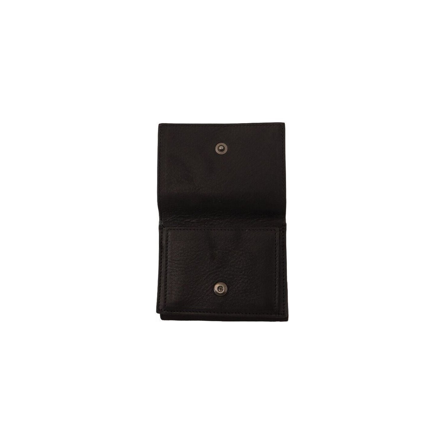 Dolce & Gabbana Elegant Black Leather Multi-Kit Trifold Wallet WOMAN WALLETS black-leather-trifold-purse-multi-kit-belt-strap-wallet