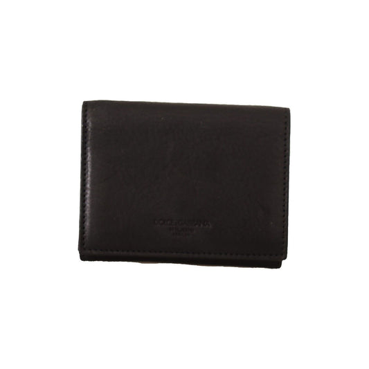 Dolce & Gabbana Elegant Trifold Leather Multi Kit Accessory WOMAN WALLETS black-leather-trifold-purse-belt-multi-kit-wallet