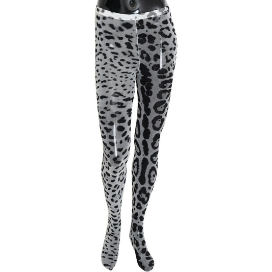 Dolce & Gabbana Elegant Leopard Print Nylon Stockings gray-leopard-print-mesh-nylon-tights