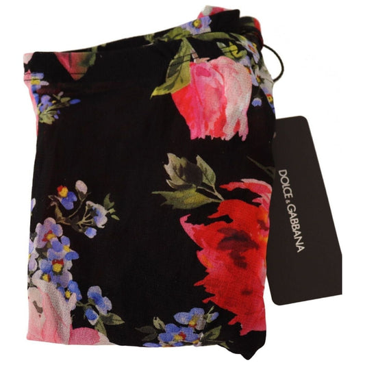 Dolce & Gabbana Floral Noir Nylon Tights - Elegance in Bloom black-floral-print-tights-nylon-stockings