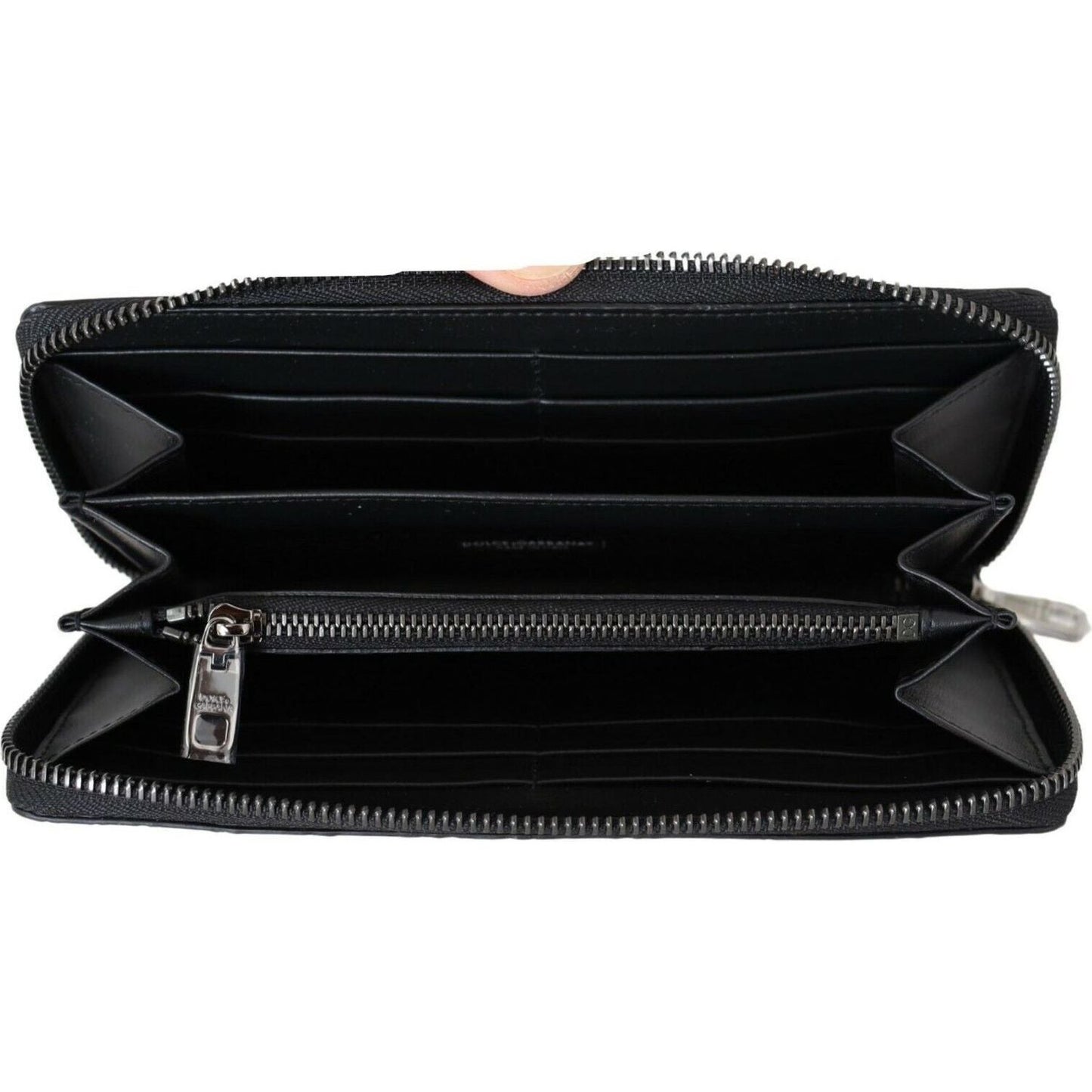 Dolce & Gabbana Elegant Textured Leather Continental Wallet black-zip-around-continental-clutch-exotic-leather-wallet
