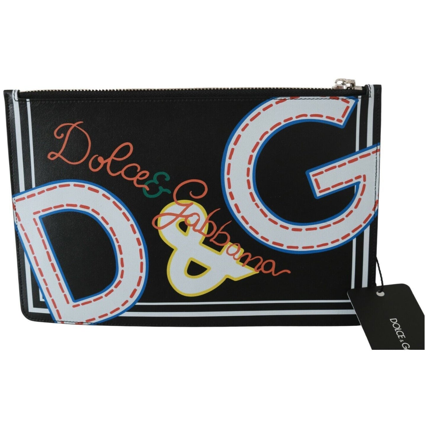 Dolce & Gabbana Elegant Black Leather Coin Wallet black-dg-print-mens-zipper-coin-purse-leather-wallet
