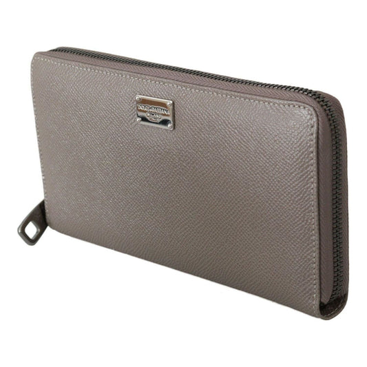 Dolce & Gabbana Beige Continental Zip Leather Wallet beige-leather-zipper-continental-bill-card-coin-wallet