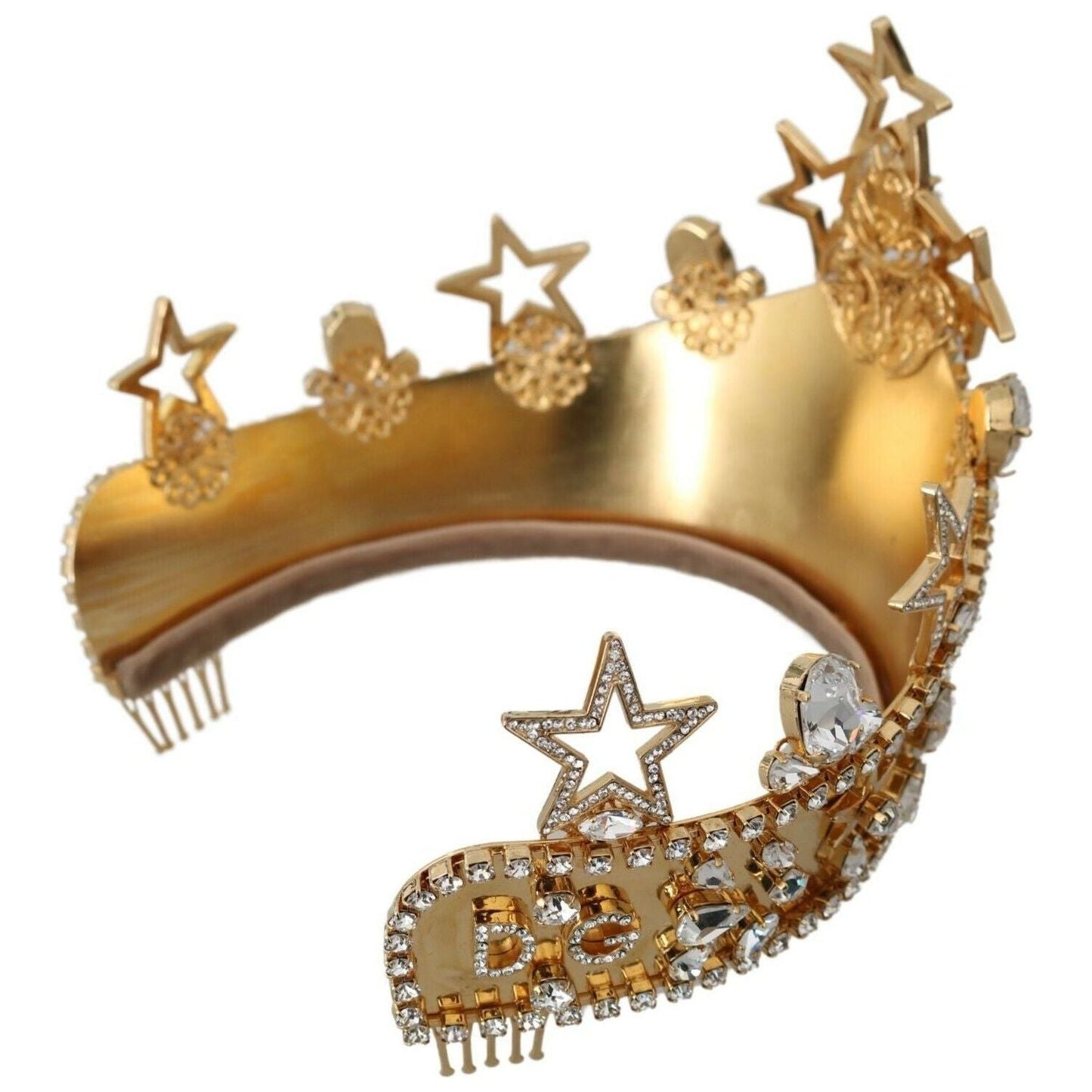 Dolce & Gabbana Regal Crystal Diadem Gold Tiara gold-crystal-star-strass-crown-logo-diadem-tiara
