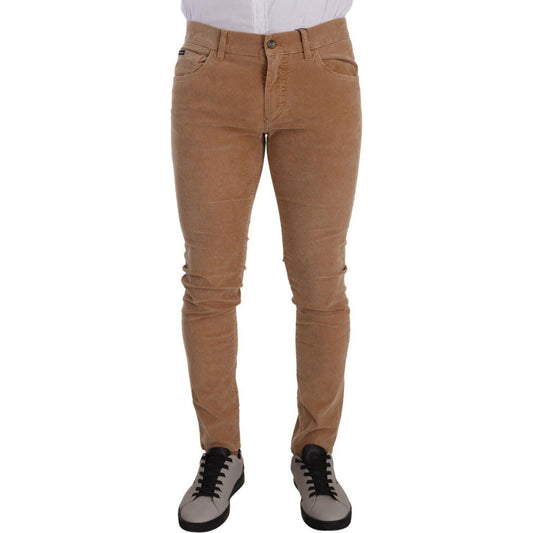 Dolce & Gabbana Elegant Slim Fit Corduroy Jeans brown-corduroy-cotton-skinny-slim-fit-jeans