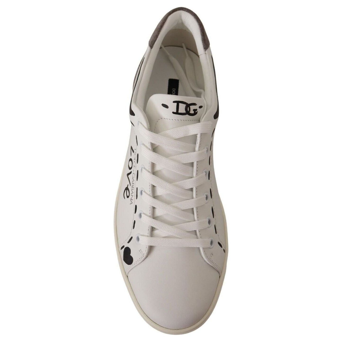 Dolce & Gabbana Elegant White Leather Casual Sneakers white-leather-gray-love-casual-sneakers-shoes